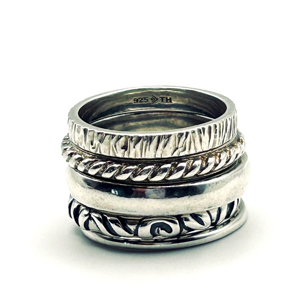 Vintage Silpada Stacking Stacker Rings 925 Sterling Silver ~Set of 5~ Size 7